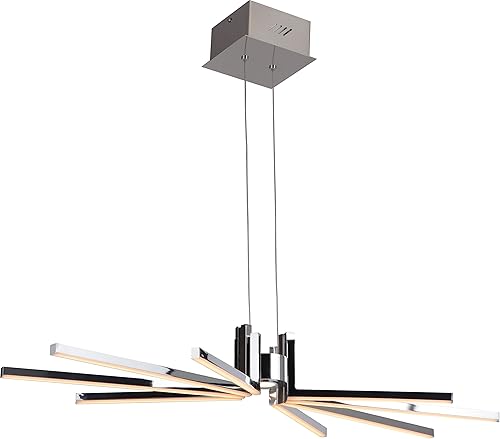 Miniatura 4 de Craftmade 45728-CH-LED Pinnacle - Lámpara de araña LED con brazo de metal, 9 luces, 43 vatios, cromo (15 pulgadas de ancho x 5 pulgadas de alto)