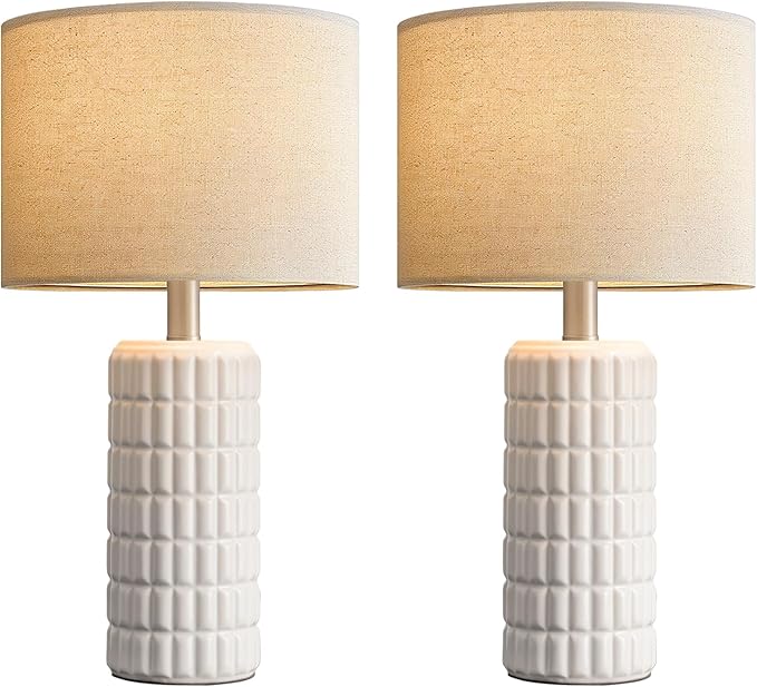Lámpara de Mesa Cerámica Moderna Blanca, Set de 2, 23 pulgadas miniatura 8