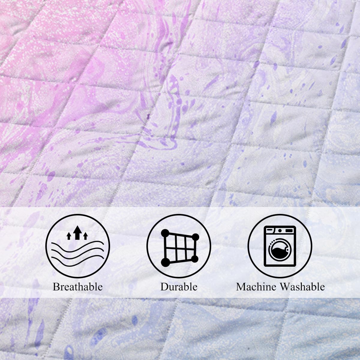 ARIGHTEX Light Marble Quilt Set Full Colorful Kids Girls Rainbow Bedding Sets, Warm Plush Glitter Bed Set 1 Comforter and 2 Pillow Shams