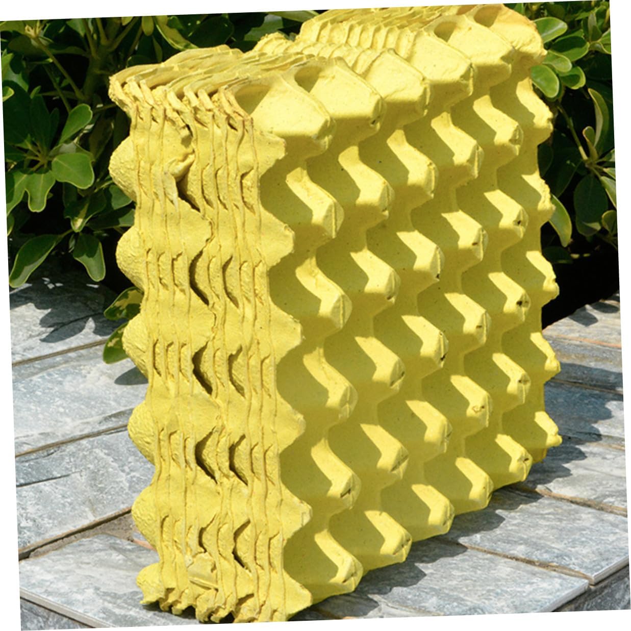 Healeved 10pcs DIY 30-egg Storage Tray Set, Yellow Pulp Paper Egg Holder Containers for Kitchen and Refrigerator Organization