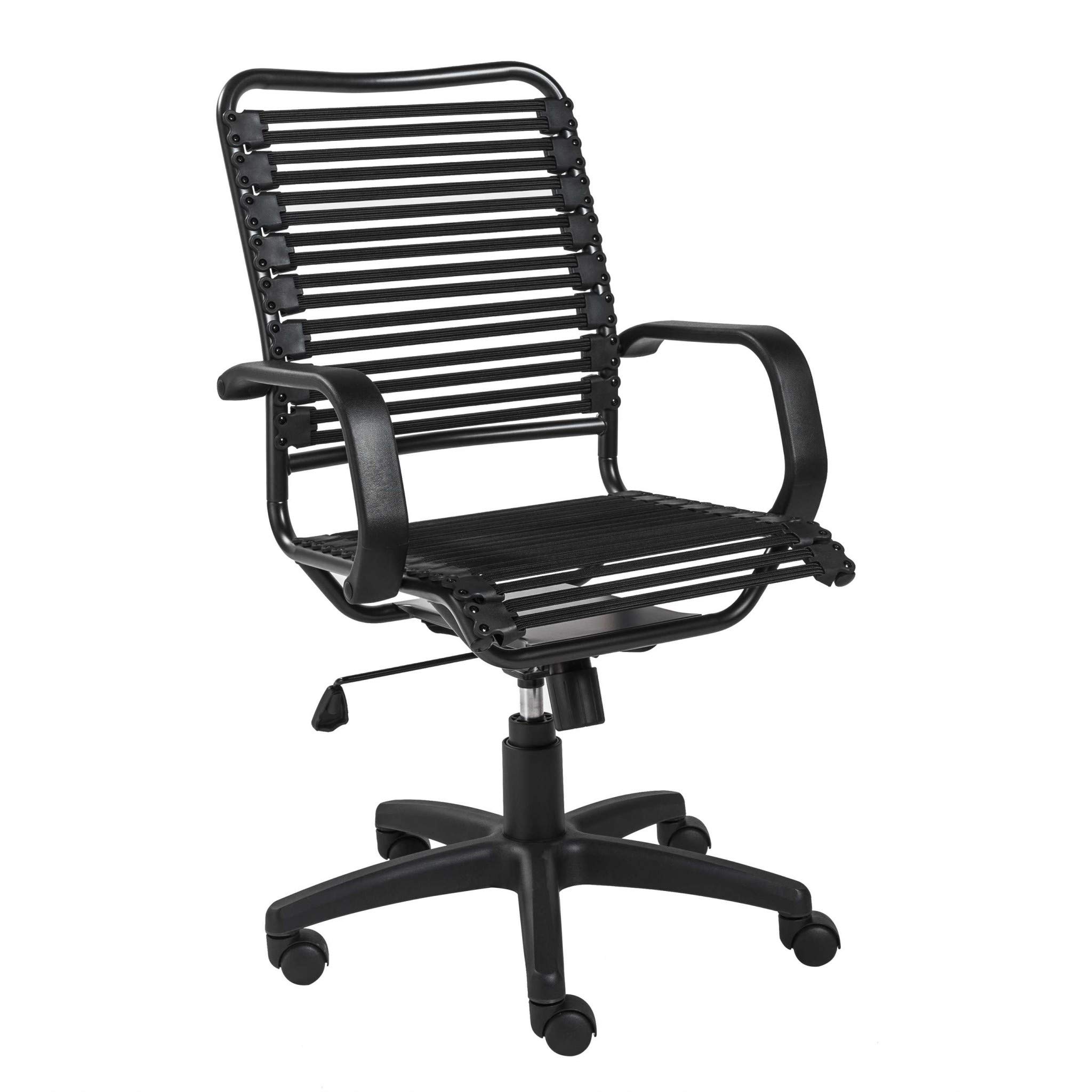 HomeRoots Black Adjustable Swivel Bungee Rolling Office Chair