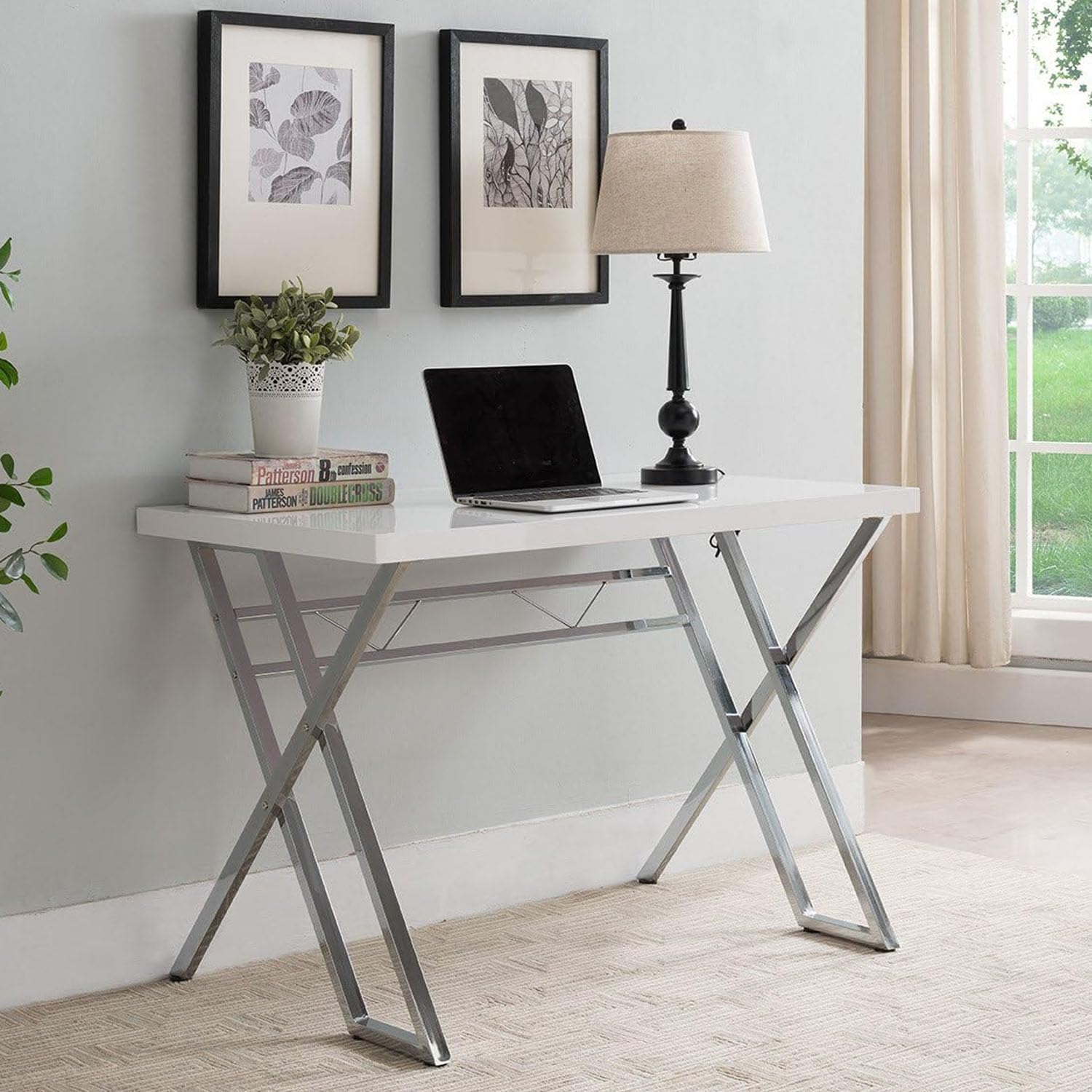 Kings Brand Furniture Modern Home Office Writing Workstation Computer Desk (White)