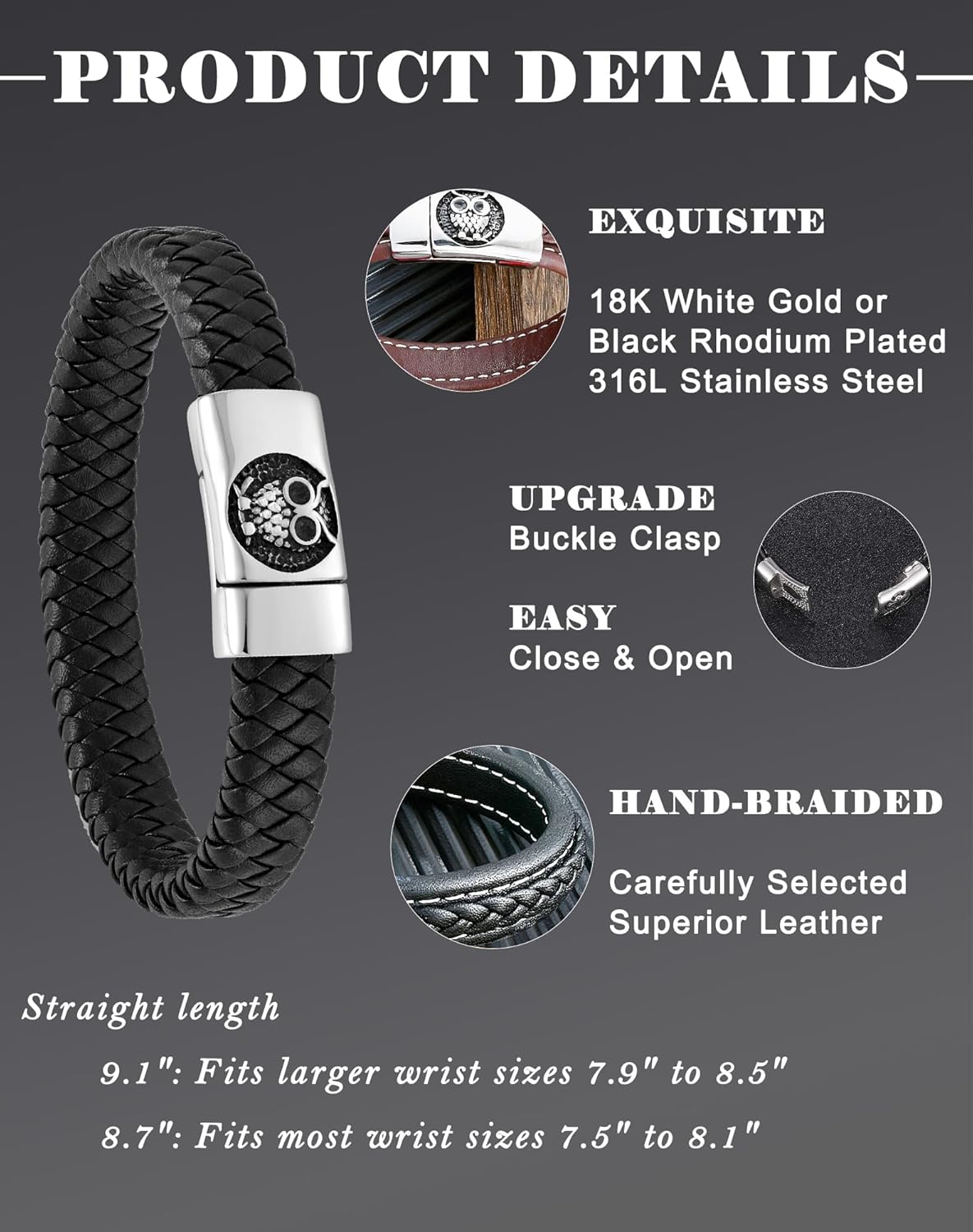 YL Cross Viking Skull Masonic Bracelet, Mens Leather 18K Gold/Rhodium Plated Stainless Steel Scorpion Owl Christian Bible Verse Military Hero Handcrafted Cuff Jewelry Gifts for Women