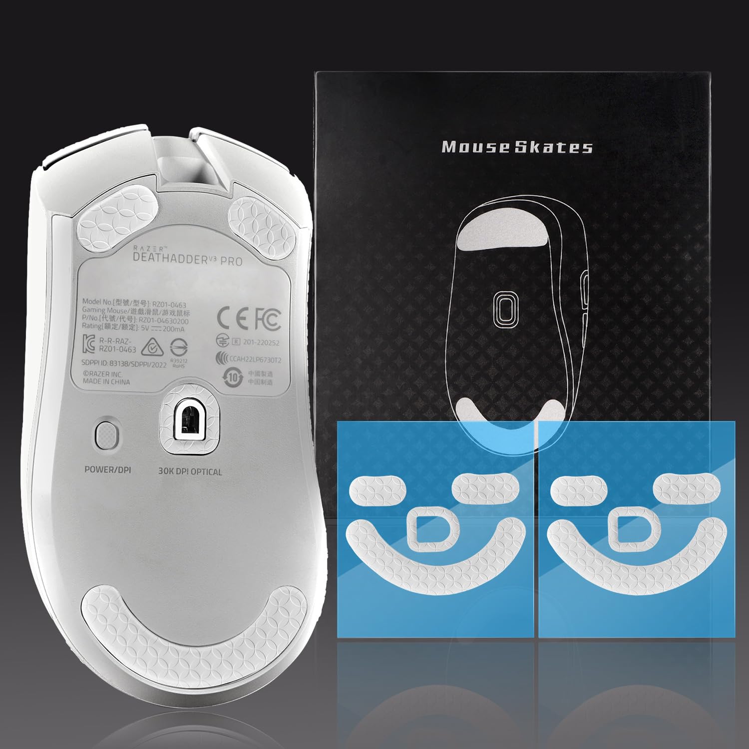 Razer Deathadder v3 Pro white ドングル ソール2枚 Razer DeathAdder V3 Pro Wireless Esports Gaming Mouse, 64g