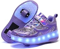 Vista 7 de Wooowyet - Tenis con ruedas y luces LED para niños y niñas, con ruedas, USB recargable, cierre de gancho y bucle
