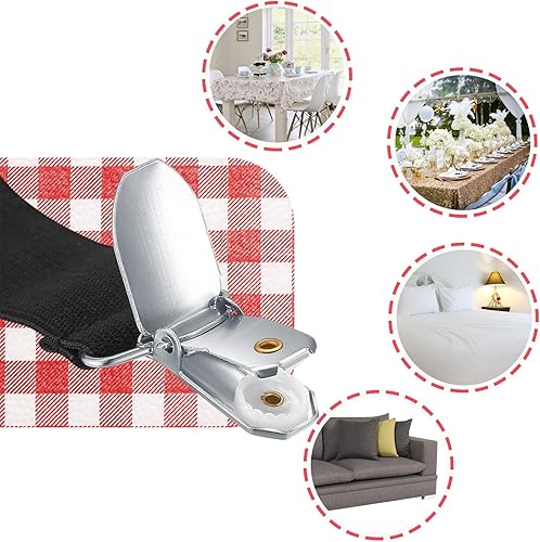 Miniatura 3 de CHACROC Paquete de 5 clips de soporte para mantel de mesa, correa oculta, elástico ajustable, clip de mantel de pícnic, perfecto para mesas gruesas,