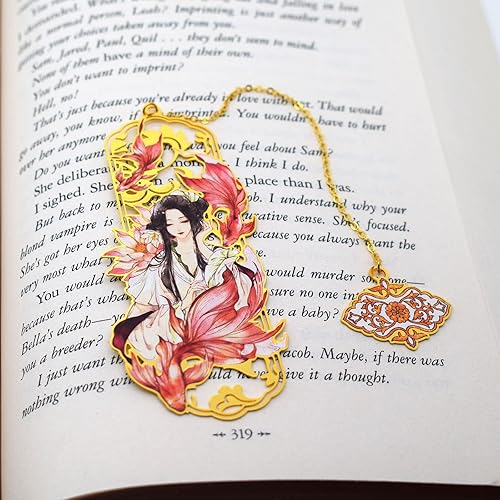 Miniatura 4 de Bonitos marcadores de metal, bonitos regalos de cumpleaños, marcadores de libros de anime para mujeres y niñas amantes de los libros chinos, cuatro