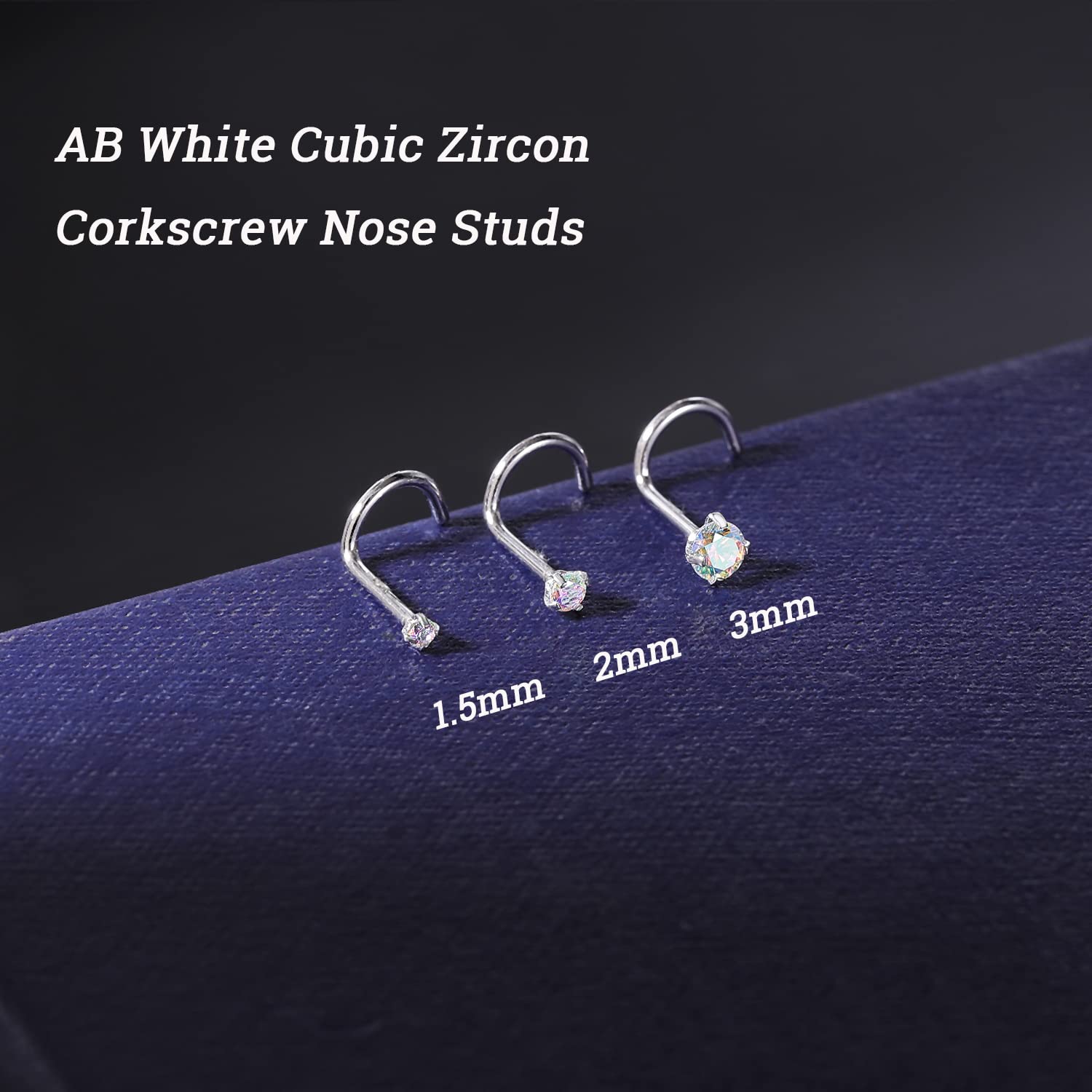 ZS 18-karatowe prawdziwe złoto 20G pierścienie do nosa dla kobiet mężczyzn, 1,5 mm 2 mm 3 mm CZ symulowany diament, solidny kolczyk do nosa 7 mm, niedrażniąca skóra biżuteria do ciała