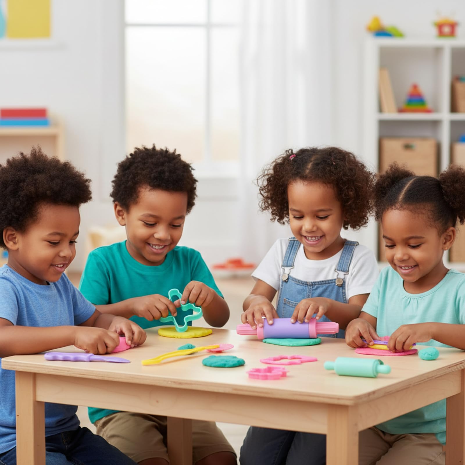 15 Pcs Playdough Accessories,Colorful Plastic Clay Dough Tools,Lay Dough Accessories Molds with Rollers,Cutters Clay Roller and Modeling Tools,for Children Educational Toy - Image 3
