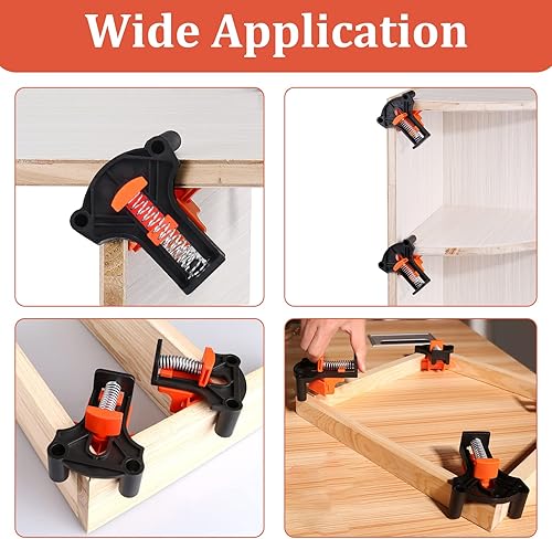 Miniatura 7 de Abrazaderas de esquina de 6090120 grados para carpintería, 4 piezas ajustables de una sola manija con resorte cuadrado multiángulo, herramientas de