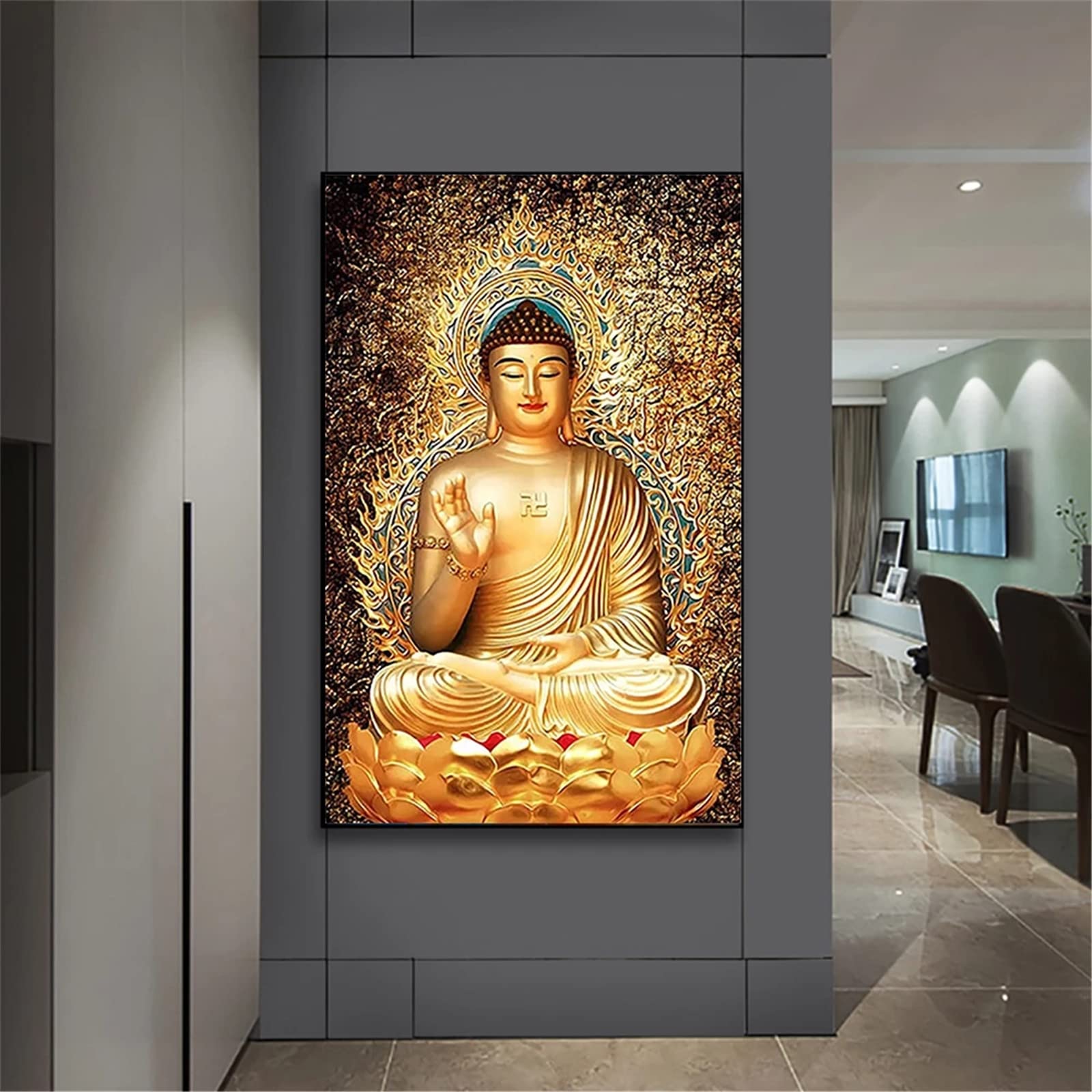 Budda 5D Diamond Painting kit completo drill 5D DIY Full SquareDiamond ricamo Statua del Buddha Punto croce Strass Diamante Pittura Mosaico Adesivo da parete Regalo@40x50cm