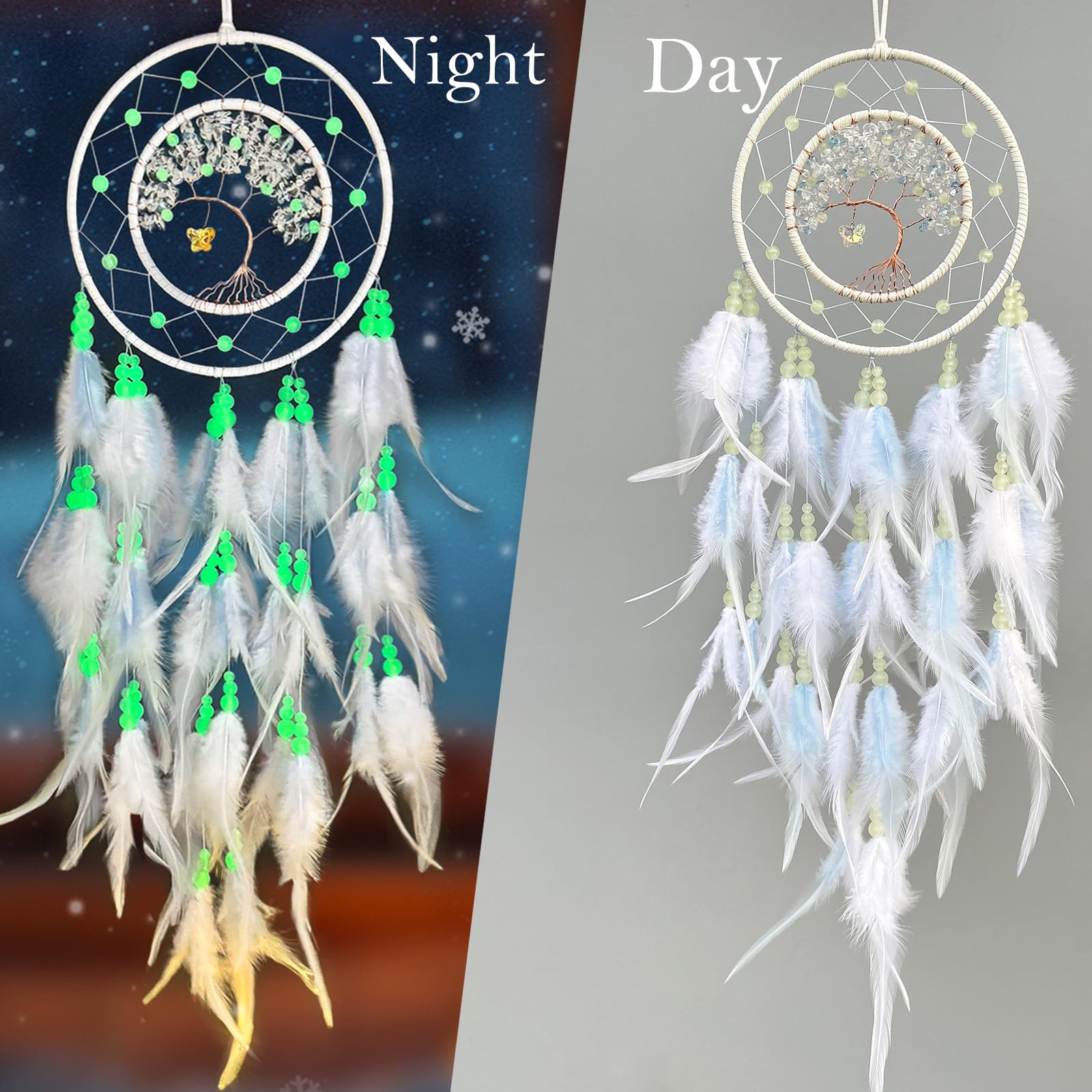 Wall Hanging Donko White Dream Catcher Wall Decor Crystal Tree Of Life ...
