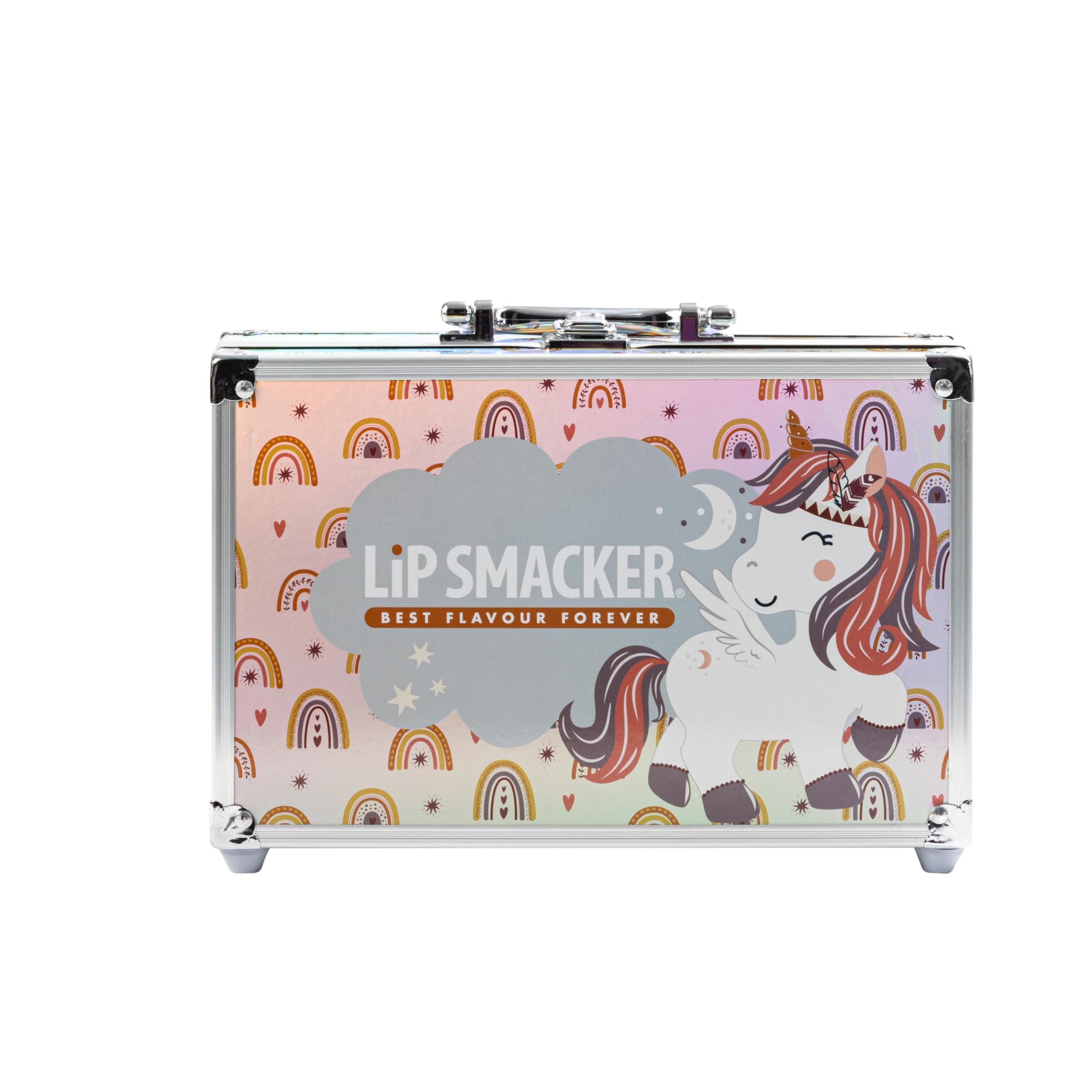 Lip Smacker Beauty Train Case, All-in-One Make-up Set für Mädchen, Bestehend aus 22 Lipglossen, 9 Cremigen Lidschatten, 2 Nagellacken, 4 Glitzerpudern und Haarspangen