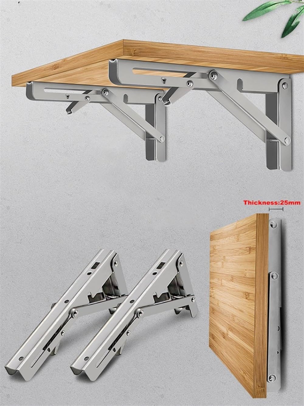 wsparcie regału 2 SZTUK Uchwyty 8-22 cal Dekoracyjny Półka na ścianie Uchwyt 304 Stainless Steel Triangular Support Składany regał ścienny(16inch)
