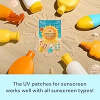 Vista 9 de Adhesivos UV para protector solar, 36 calcomanías de detección UV, recordatorio de protección solar apto para niños, parches de protección solar