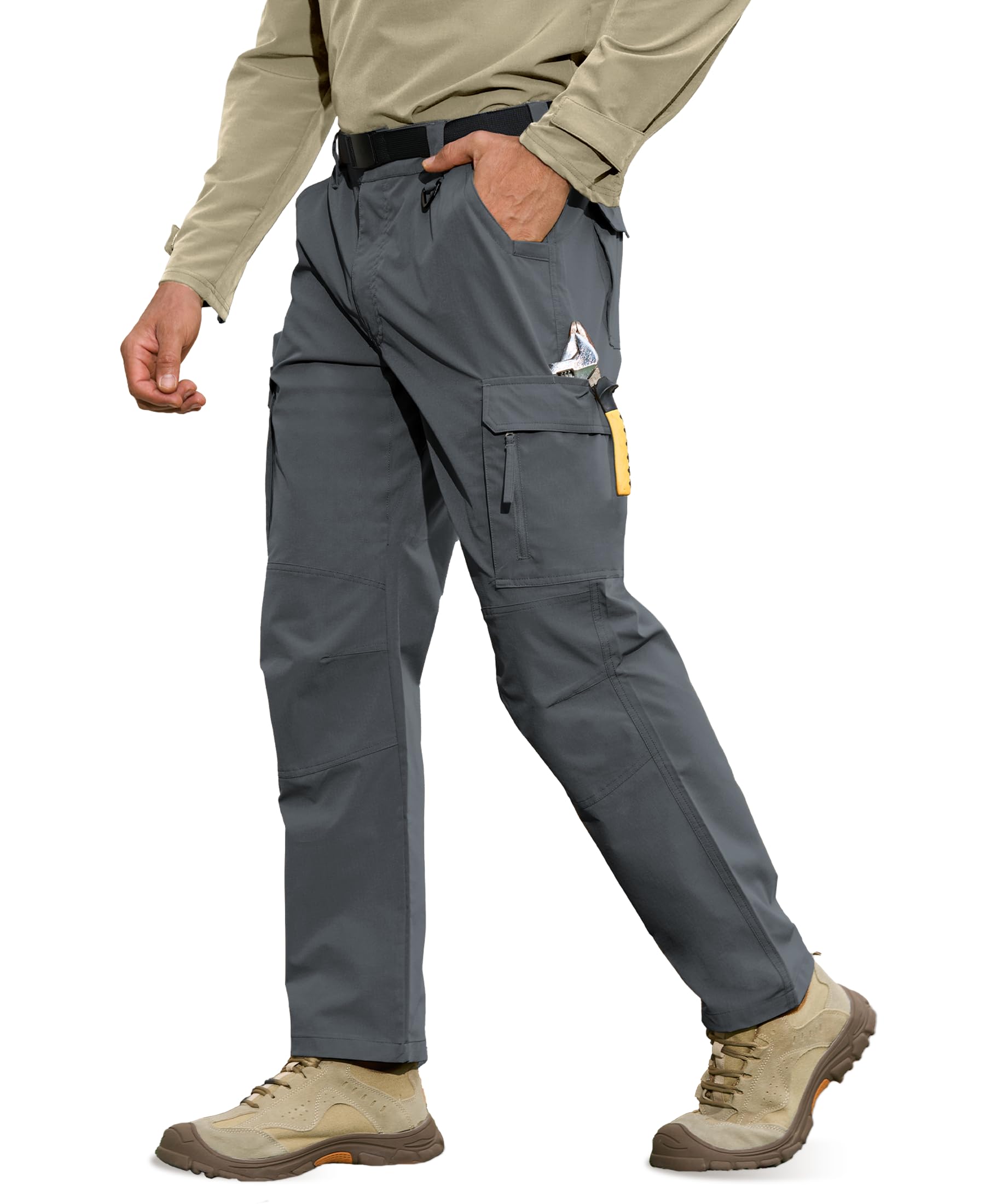 MOURCE Ripstop Tactical Pants for Men Stretch Breathable - Lightweight Quick Dry Mens Hiking Pants with 9 Pockets