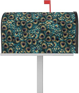Mailbox Covers Magnetic Post Box Cover Abstract Colorful Peacock Feathers Mailbox Cover for Outdoor Garden Yard Decorations Standard Size 18.5" X 21.7"