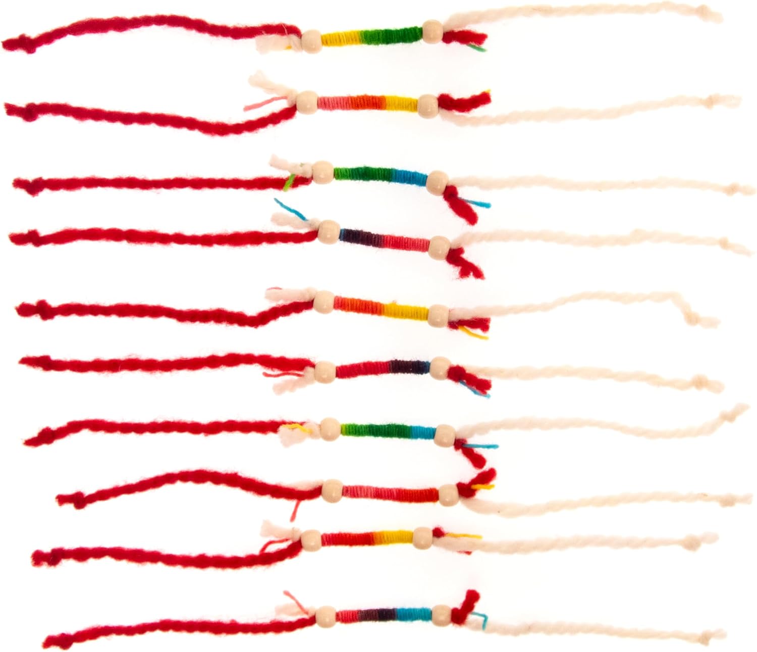 Martenitsa Day Bracelet. Bulgarian Martenitsa Bracelet. Red White Yarn Martenitsi with 2 beads. Happy Baba Marta Gift. Tradition in Bulgaria