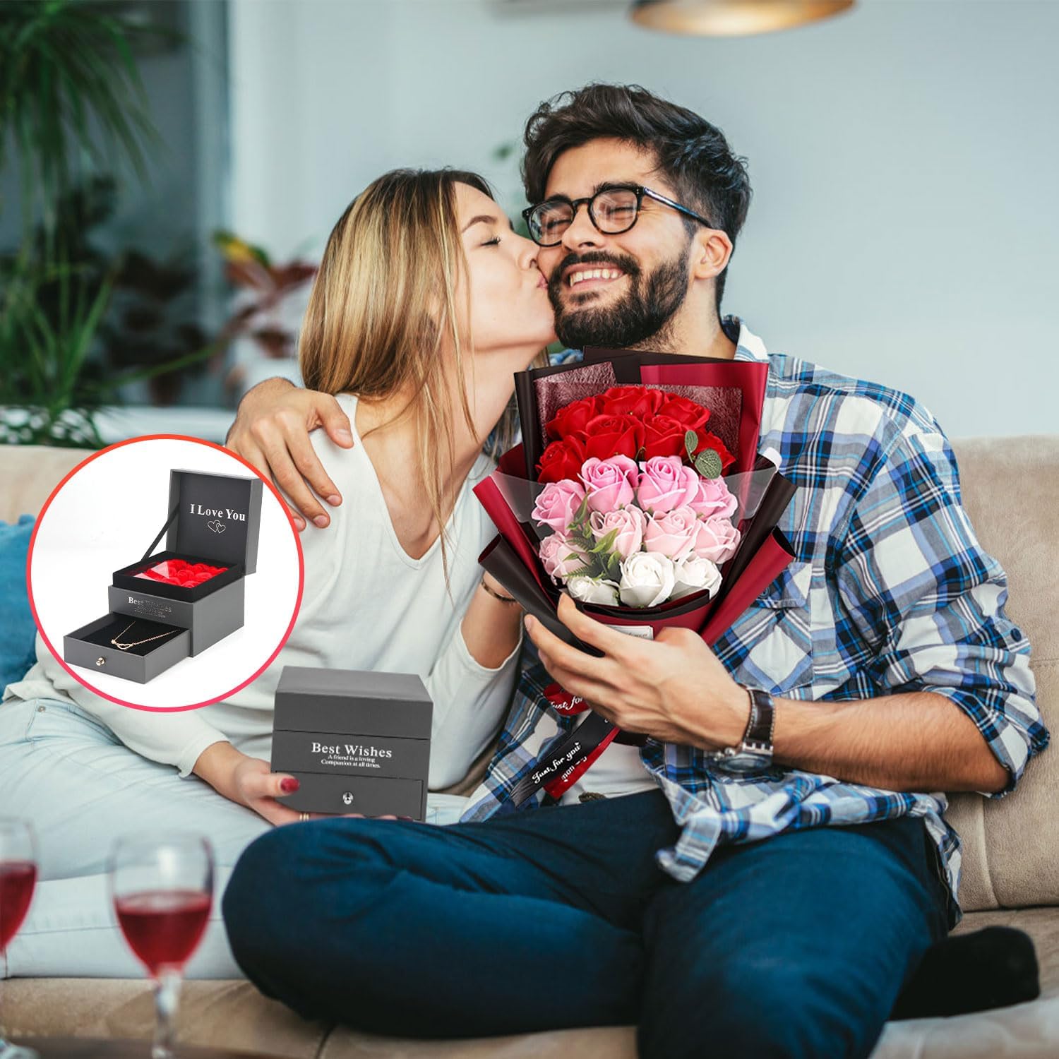 Rose Bouquet Rosas Eternas Preserved Rose Bouquet 18 Flower Bouquet with Beautiful Love Necklace, Unique Gift for Birthday, Valentine's Day, Mother's Day, Thanksgiving, Christmas, Anniversary - Image 6