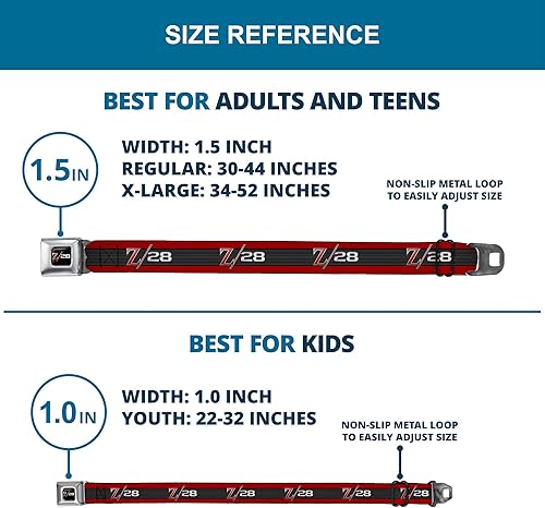 Miniatura 7 de Buckle-Down Cinturón de seguridad 1969 Camaro Z28 EmblemRayas RojoNegroGrisPlata - 1.5" Ancho - 24-38 pulgadas de largo