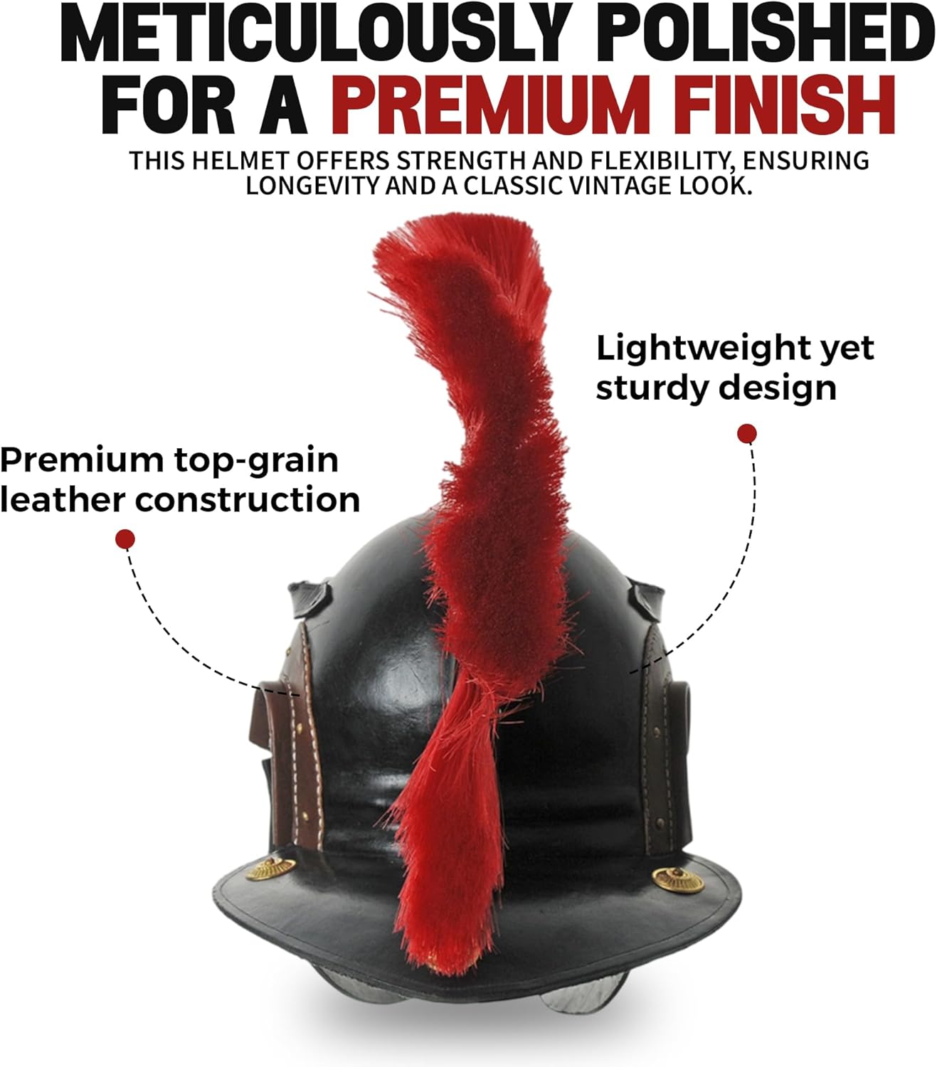 SZCO Top Grain Leather Helmet with Chin Strap | Leather Helmets for LARP and Cosplay – Adjustable, and Lightweight Armor