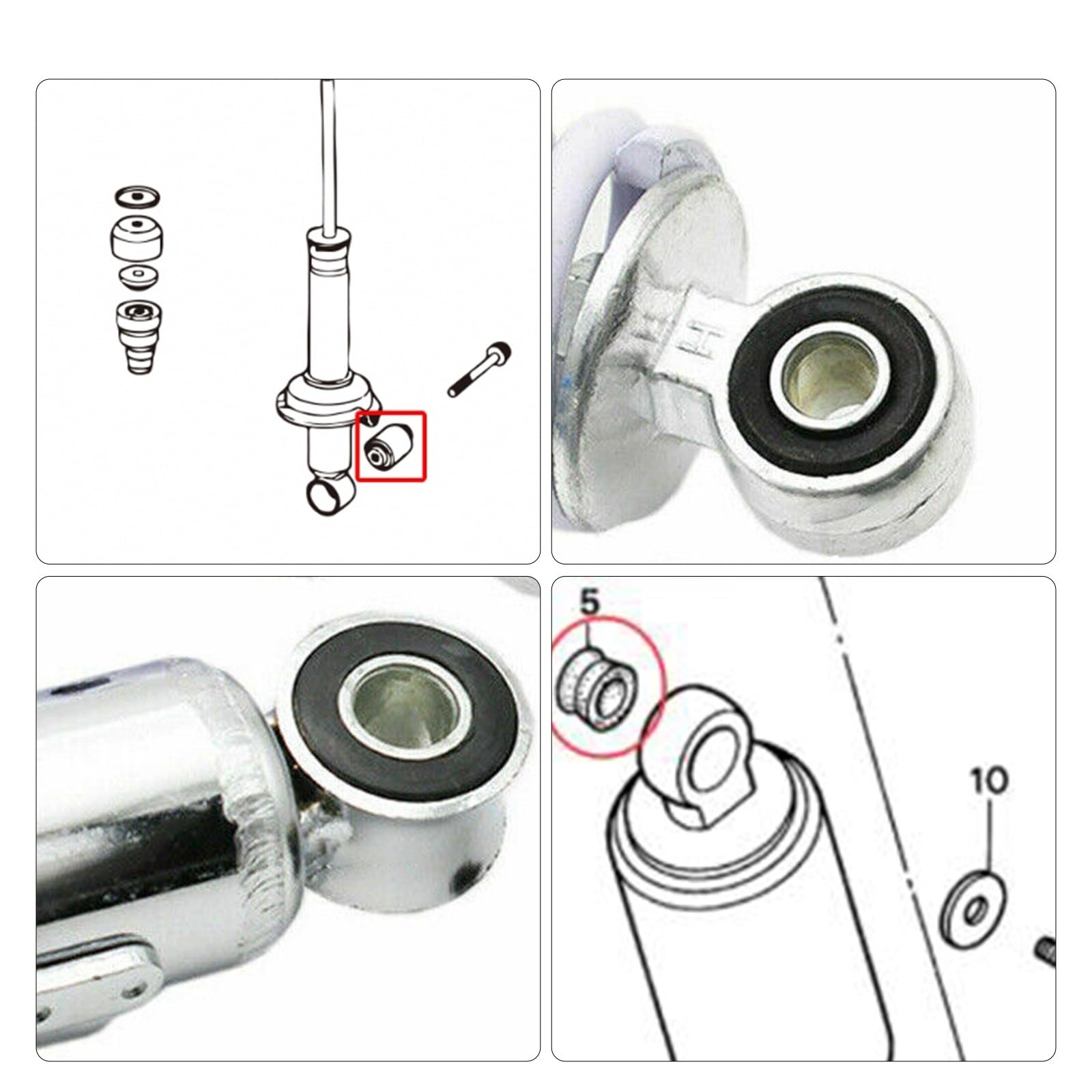 Pasuje do Honda GL1500C Valkyrie VTX1800 1300 1997-2009 OEM #52489-MW3-305 4 szt. Tuleja gumowa tylnego zawieszenia Tuleje amortyzatorów samochodowych