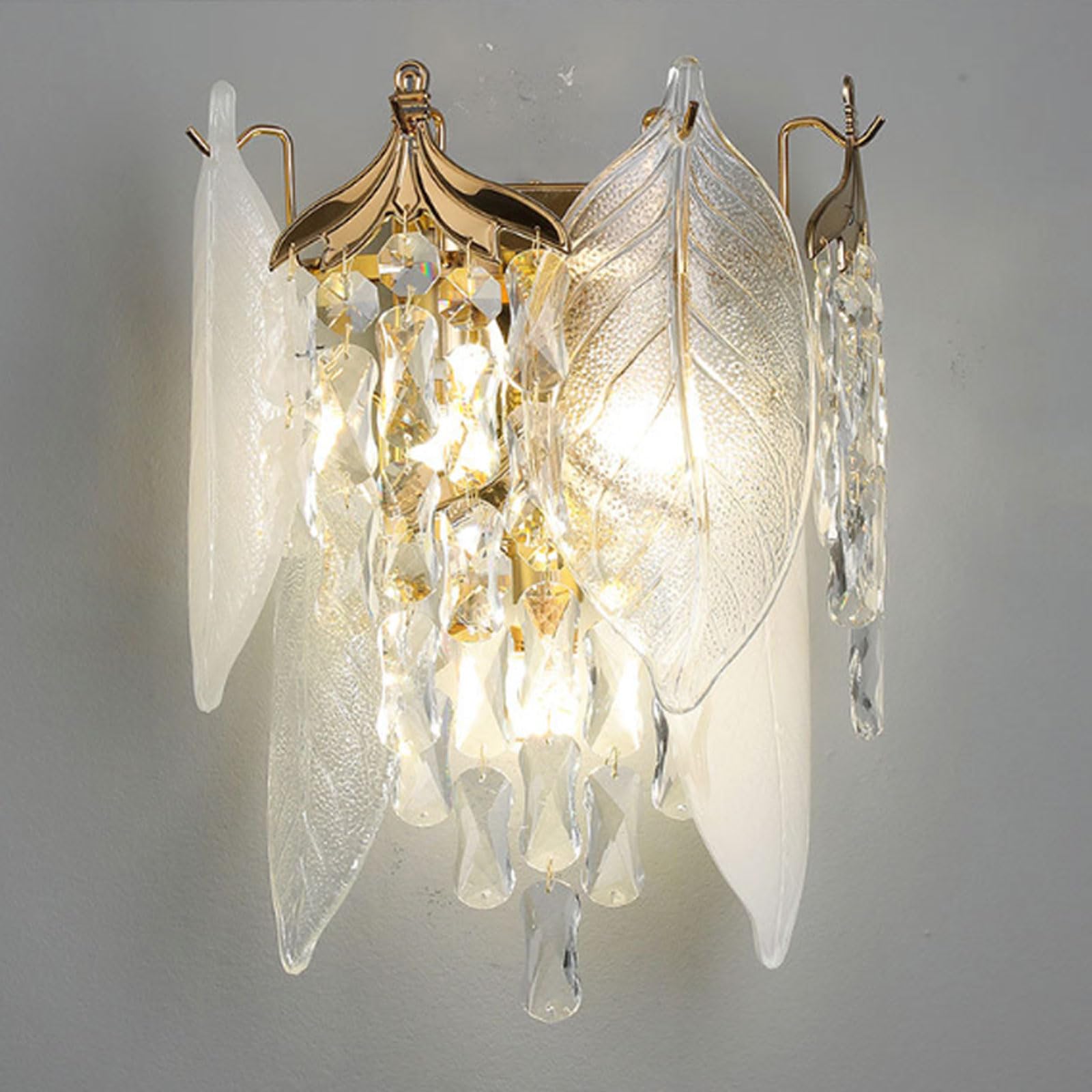 MESOVFCA American Style Glass Shade Wall Lamp - Elegant Metal Body Indoor Lighting for Living Room and More