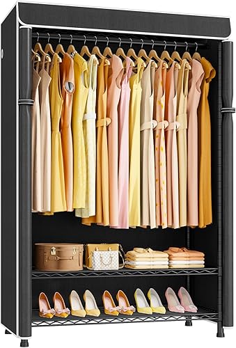 Miniatura 9 de H5C Perchero con Cubierta, Armario Portátil para Colgar Ropa, Percheros de Ropa Cubiertos Resistentes, Percheros de Ropa Independientes con Estantes