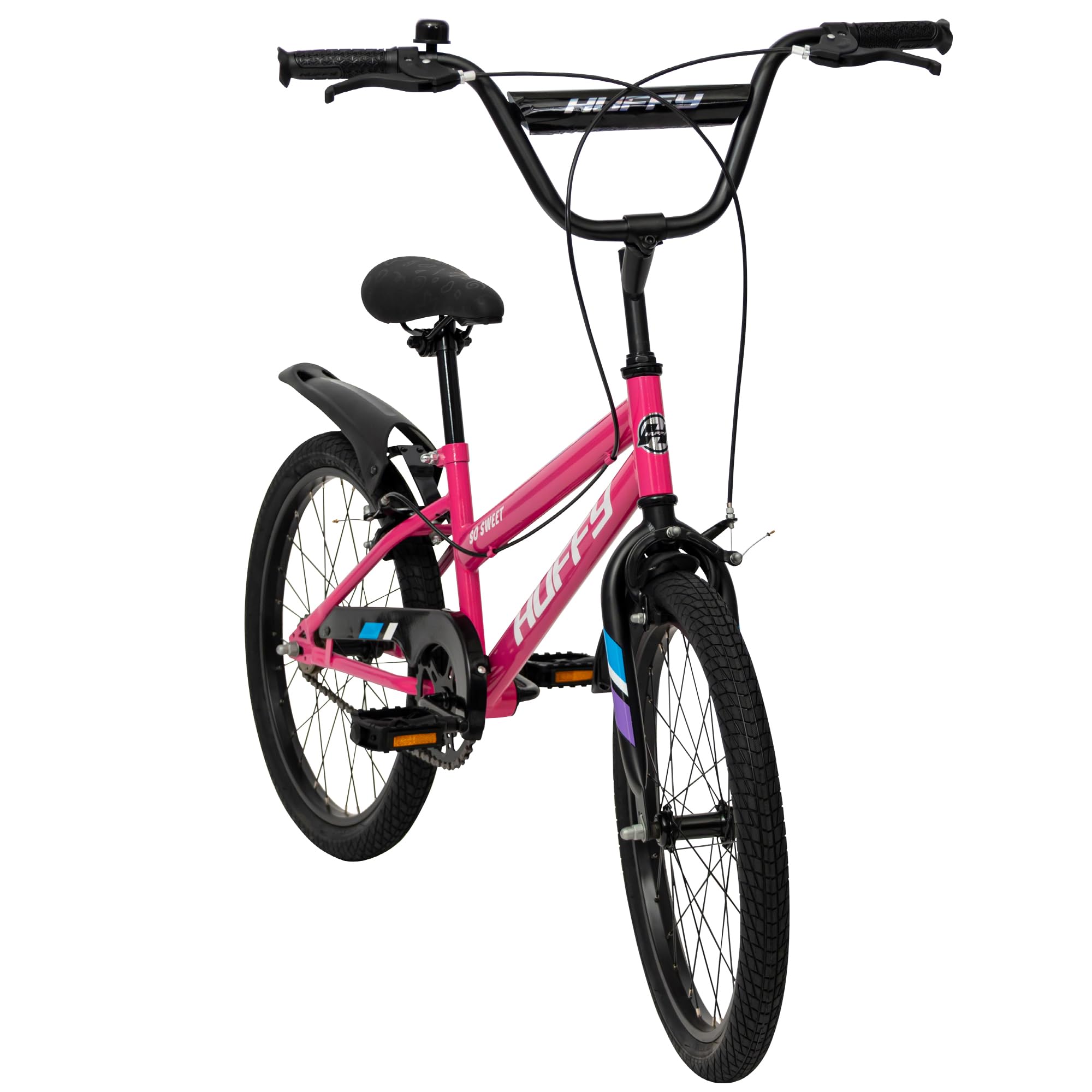 Huffy So Sweet - Bicicleta Infantil de 12/16/20 Pulgadas, Bicicleta para niños de 3 a 9 años, Marco de Acero, Frenos de Mano, sillín Ajustable, Color Blanco, Rosa y Azul