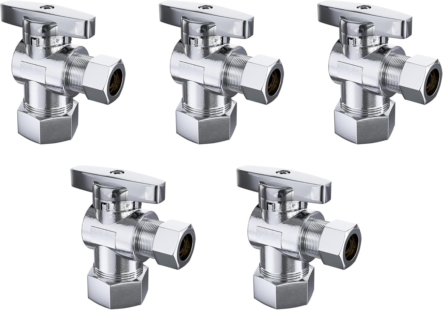 PURAGEIR 5 Pack Angle Stop Valve,1/2 in. NOM Compression x