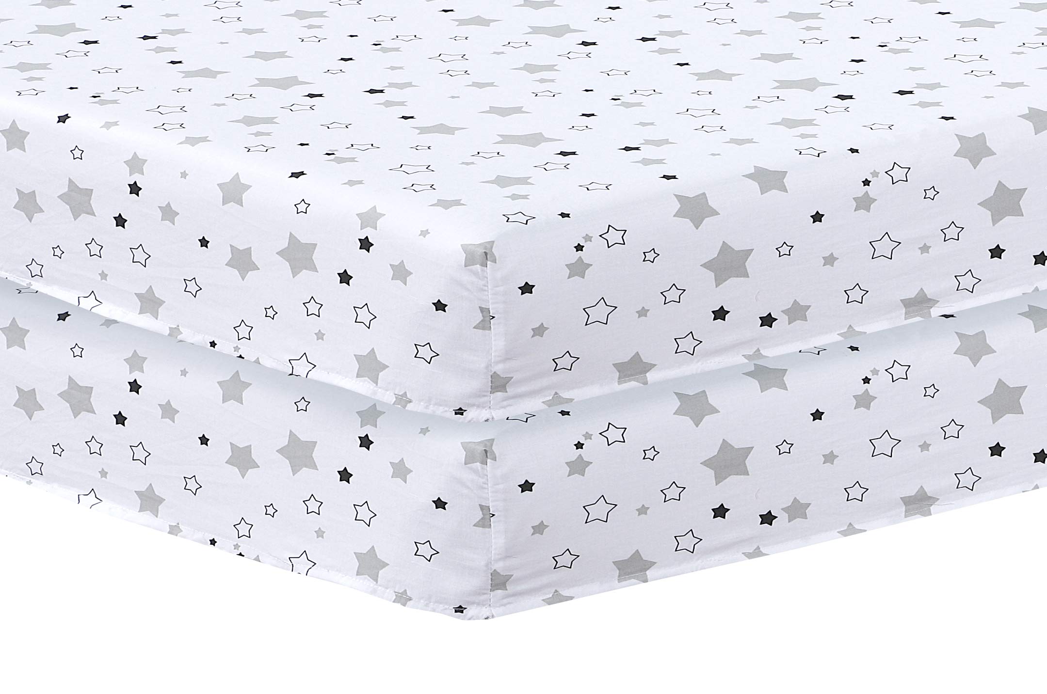2 x Cot Bed Sheets Super Soft Breathable Polycotton Fitted Sheet 140 x 70 cm (Stars)