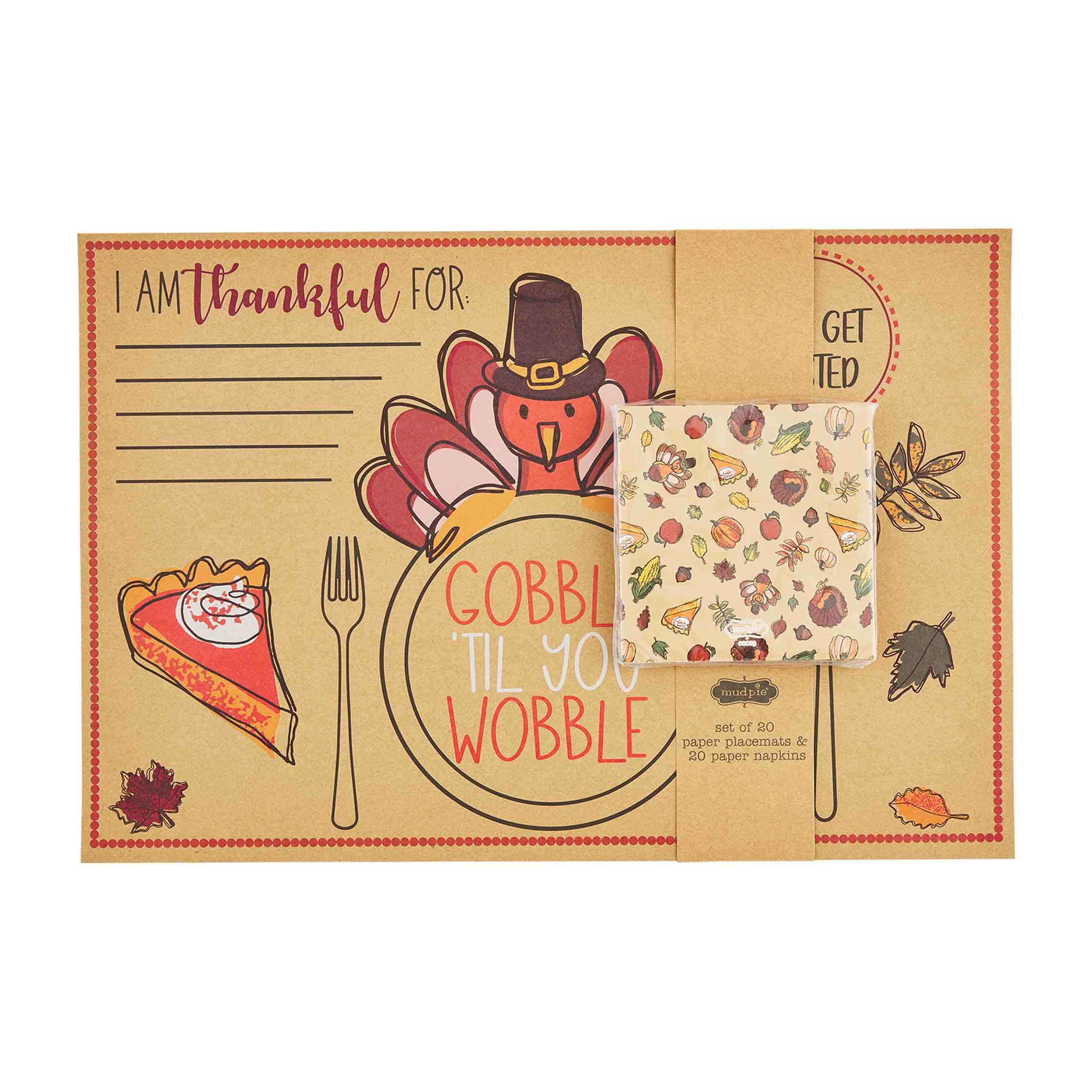 Set de table Thanksgiving Mud Pie anti-taches pour grand repas de fête