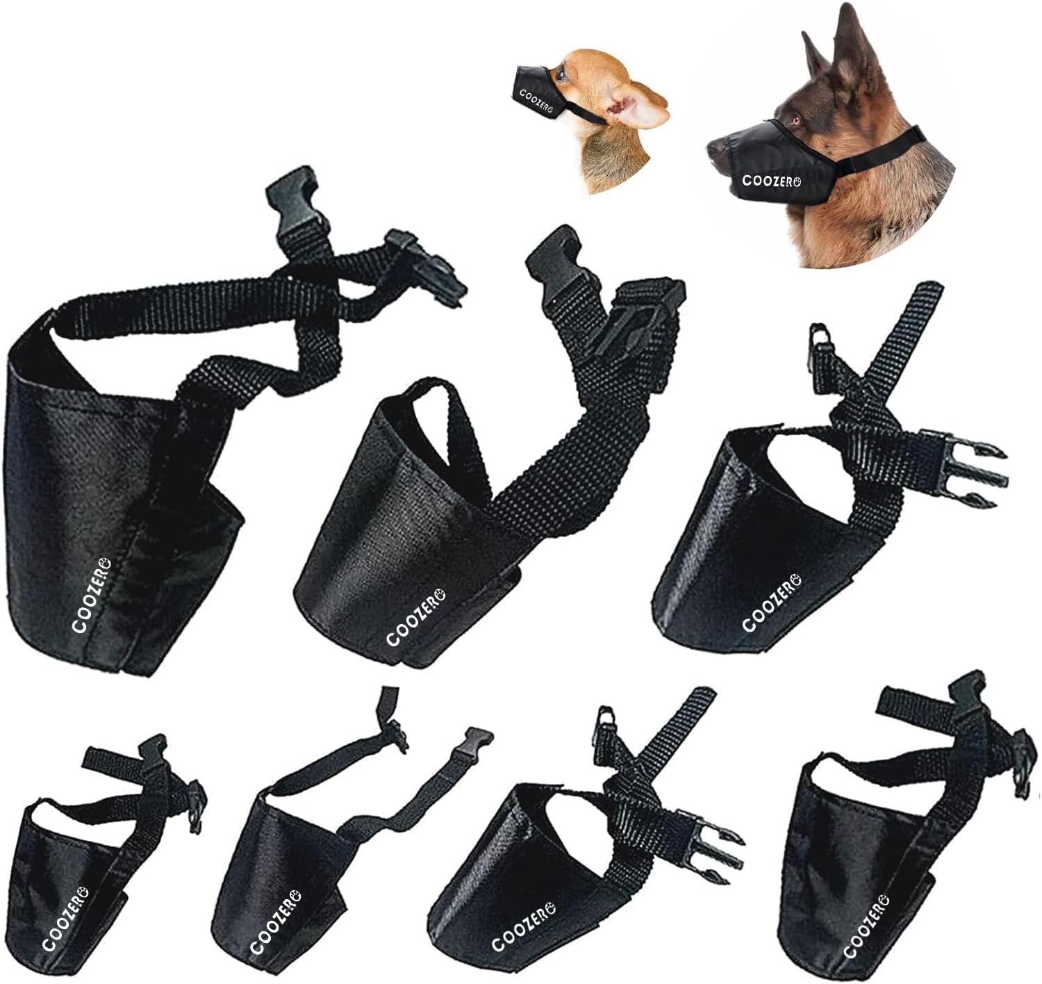 Dog Muzzles Suit, 7 PCS Anti-Biting Barking Pet Muzzles Adjustable Mouth Cover for Small Medium Large Extra Dog - Black (7 PCS)