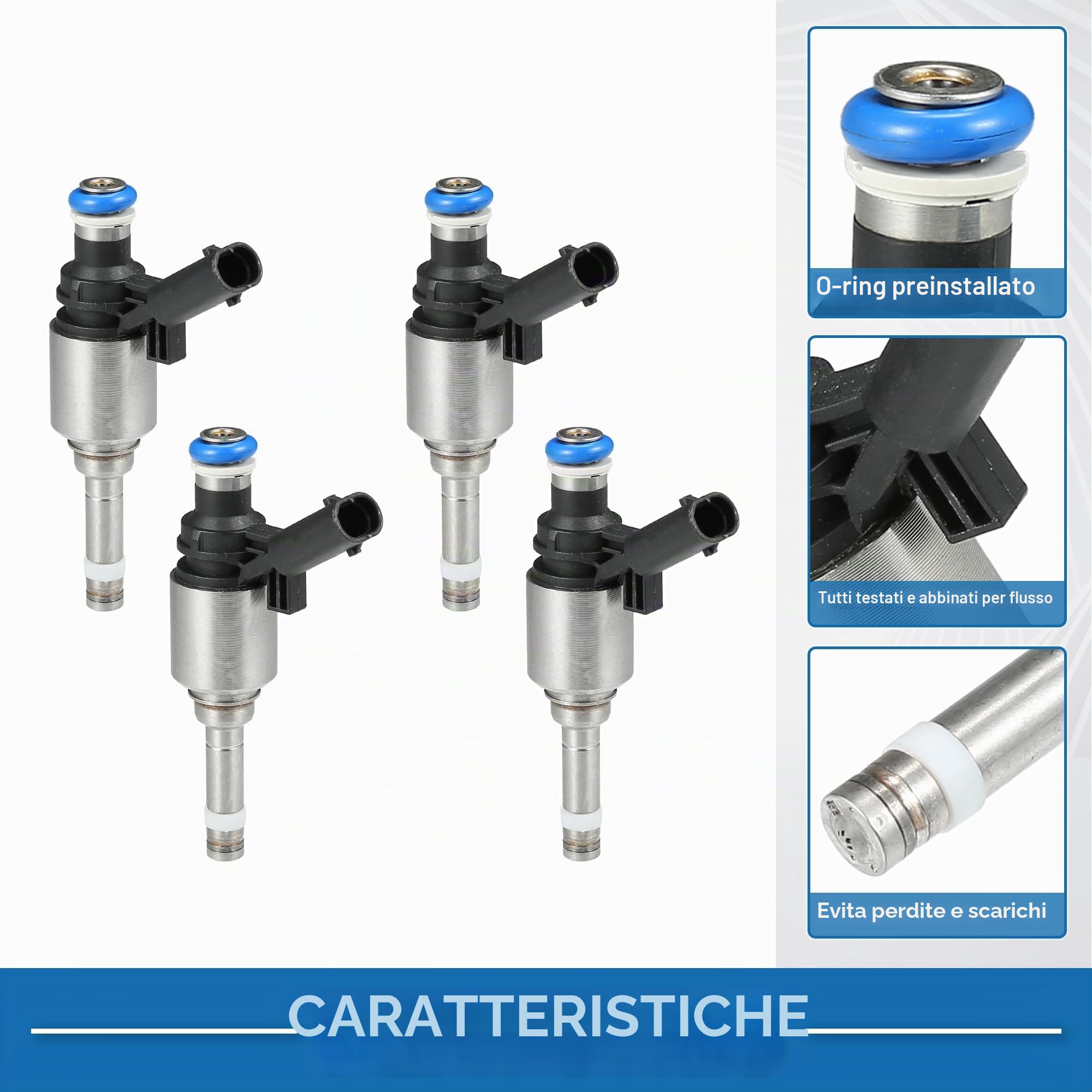 A ABSOPRO Iniettore di carburante No.06H906036G/06J906036G per VW Golf 2.0 GTI 04-13 per VW Passat B6 B7 Berlina 2.0 TFSI 05-14 Nero 4 Pezzi