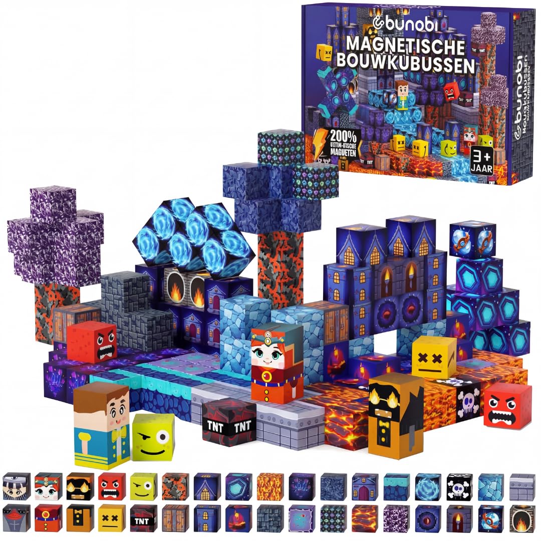 Blocchi di costruzione magnetici 100 pezzi (2 cm) – Set di cubi magnetici – Giocattolo di costruzione magnetico castello – Giocattolo educativo Montessori & STEM