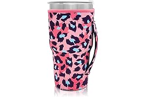 Reusable Iced Coffee Cup Sleeve with Handle - Loaded Tea Koozie for 30-32oz Tumblers