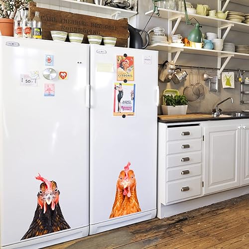 Miniatura 6 de Calcomanías de pared de gallina de pollo, divertidas calcomanías de pared para decoración de habitación, lindas calcomanías de pared de cabeza de