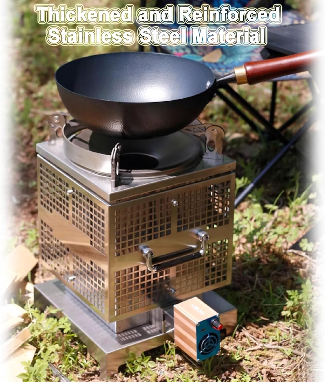 Stainless Steel Fire Pit Thickened Compact Picnic Cooker Portable Outdoor Stovefor Hiking or Travel, Smokeless Cooker, Energy Power Saving