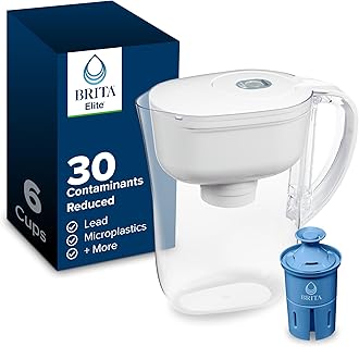 Water Pitcher, Metro Elite Filter, Removes 99% of Lead, Includes 1 Filter, 6-Cup Capacity, White