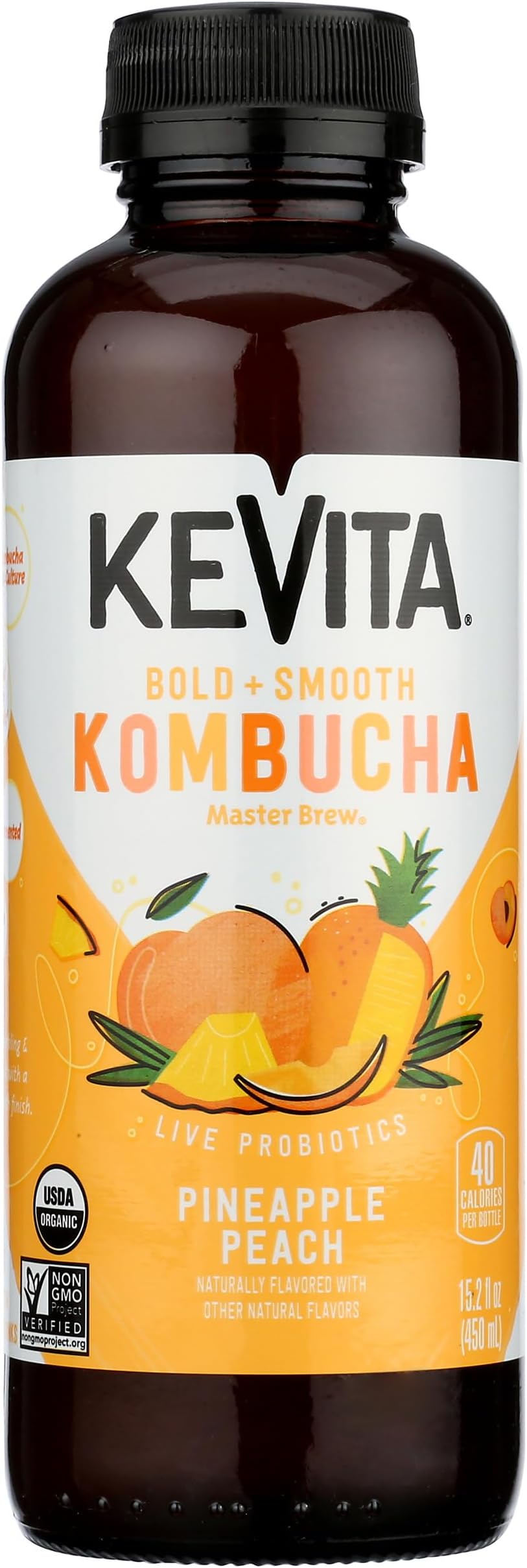 Pineapple Peach Master Brew Kombucha, 15.2 Fl Oz