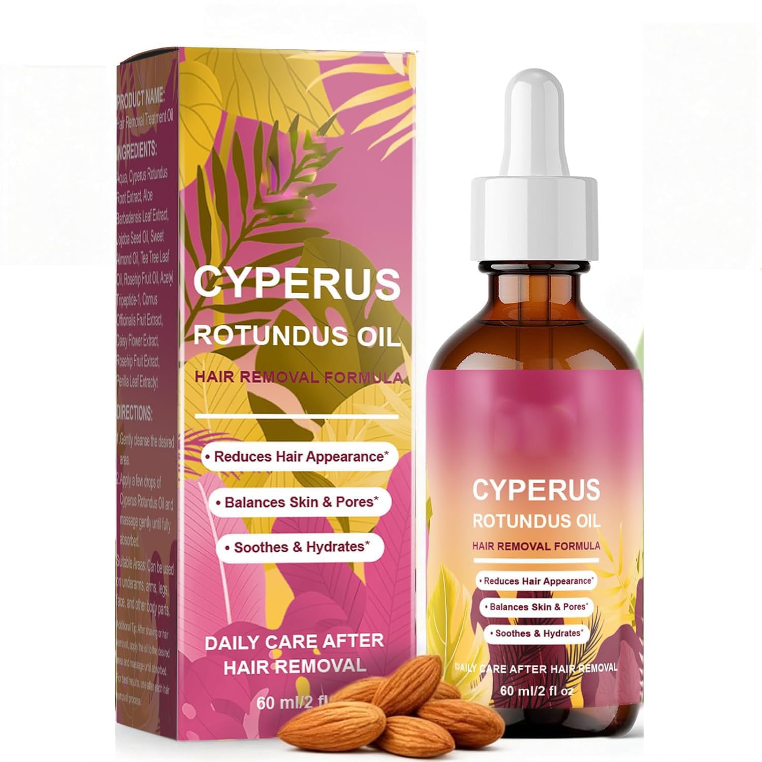 Cyperus Rotundus Hair Removal Oil - Natural Hair Growth Inhibitor | Skin Moisturizing Oil for All Skin Types | 60ml Hair Removal Treatment