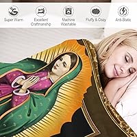Vista 5 de Manta católica de 50 x 60 pulgadas, manta de Virgen de Guadalupe, ligera, suave, acogedora, cálida, forro polar, regalos temáticos de Nuestra Señora