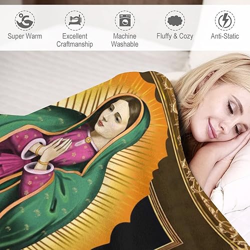 Miniatura 5 de Manta Virgen María manta de franela religiosa manta de Nuestra Señora de Guadalupe manta cálida y acogedora para madre María manta de Virgen de