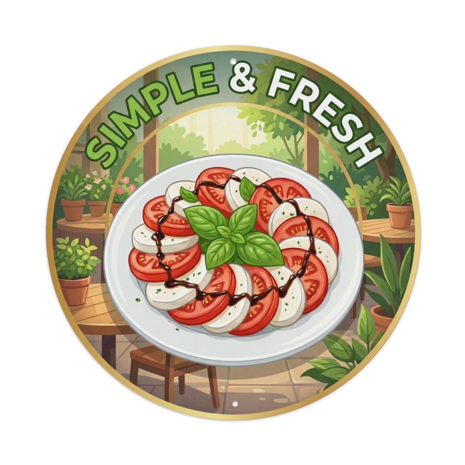 Metal Tin Sign Caprese Salad Gourmet Food
