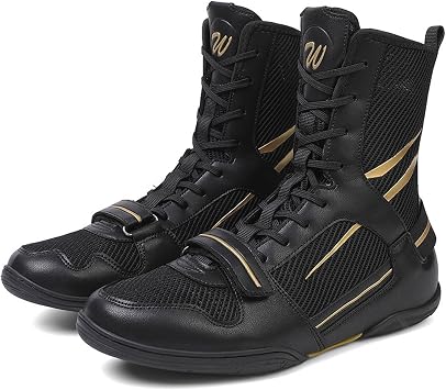 REIJAX Indoor High Top Bodybuilding Boxing Shoes Men Women Wrestling Shoes Teenager Muay Kicks Sparring Boxer Trainer Martial Arts Shoes Non-slip Lightweight Breathable Boxing Boots, 38-47 EU
