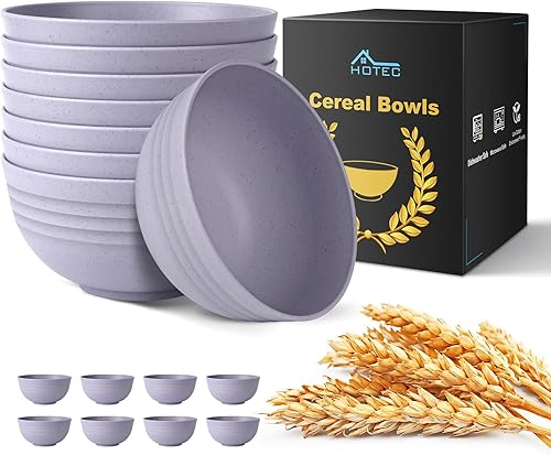 Miniatura 10 de HOTEC Tazones de cereal de paja de trigo irrompibles sin BPA, aptos para microondas y lavavajillas, cuencos de sopa y ensalada, juego de 8, 26