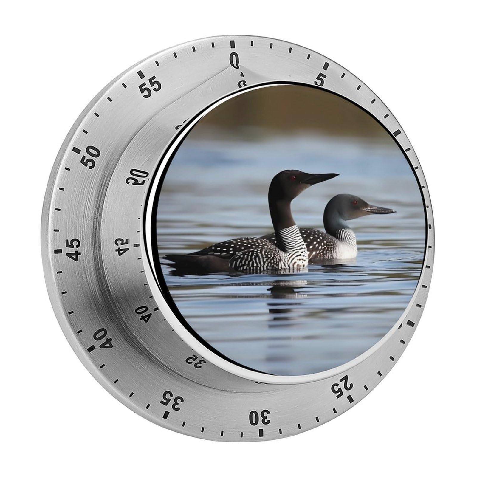 Loon Birds Kitchen Timer for Cooking Chef Cooking Magnetic Timer Loud Alarm Mechanical Desk Stainless Countdown Reminder