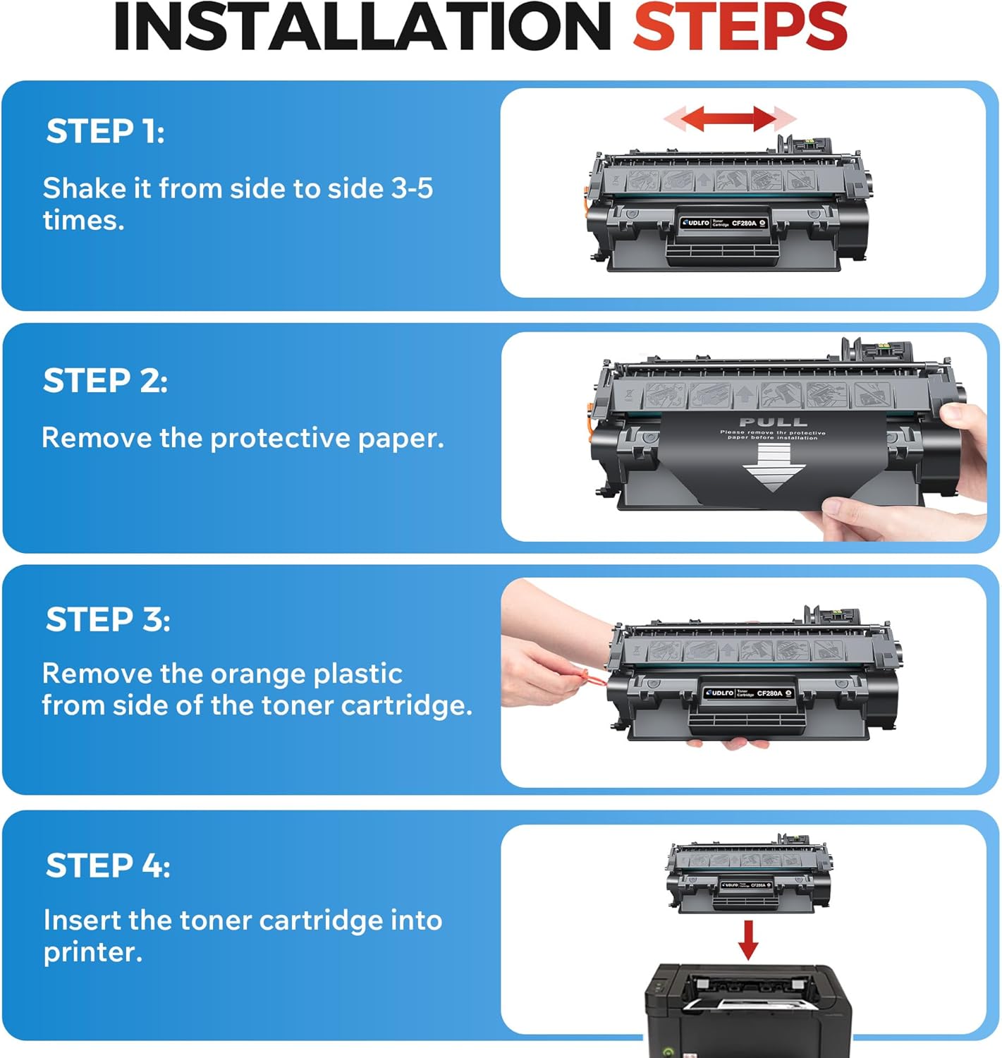 80A Toner Cartridge Black High Yield Replacement for HP 80A CF280A 80X CF280X Compatible with HP LaserJet Pro 400 M401a M401d M401n M401dn M401dne M401dw MFP M425dn M425dw Printer (2-Pack, Black)