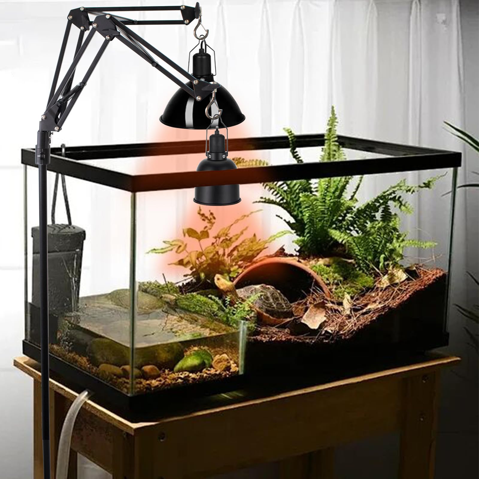 Soporte para lámpara de reptiles Altura Ajustable 39-175 cm Soporte luminoso para terrario para tortugas, arañas, geckos