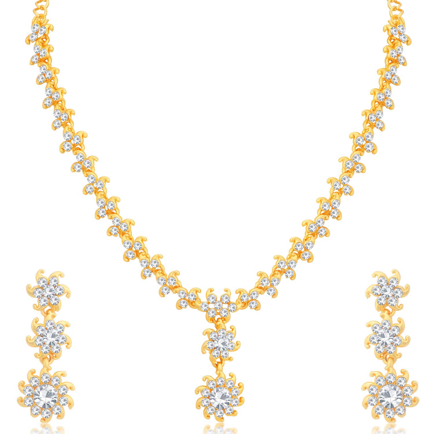 Sukkhi Classy Floral Gold Plated Wedding Jewellery Austrian Diamond Necklace Set for Women (N79488) (B07QTPG5CN) Amazon Price History, Amazon Price Tracker